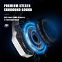 RUNMUS Gaming Headset for PS4, Xbox One, PC Headset w/Surround Sound, Noise Canceling Over Ear Headphones with Mic & LED Light, Compatible with PS5, PS4, Xbox One, Switch, PC, PS3, Mac, Laptop, White