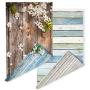 2 Pieces Pack Double Sided Background 4 Patterns Blooming Flowers on Weathered Blue Grunge Wood Grainy Background for Jewelry Shops Photos Cake Food Photography PoshMark Items Online Seller Backdrop