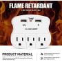 Surge Protector USB Wall Mount- Multi Plug Outlet Expander Surge Protector Wall Mount with 2 USB Charging Ports for Home/School/Office
