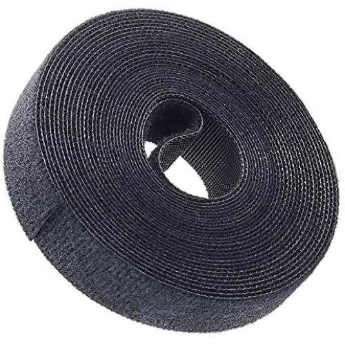Saisn Reusable Fastening Tape Cable Ties 3/4 Inch Double Side Hook Roll (5 Yard, Black Upgraded Version)
