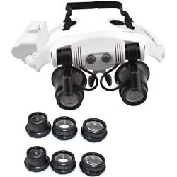 PROW New Headband Head-Worn Glasses Magnifier 10x 15x 20x 25x LED Jeweler Watch Repair Magnifying Eye Gass Loupe Binocular Magnifier for Jewelry Appraisal,Electronic Repair