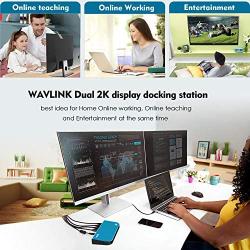 WAVLINK USB 3.0 and USB C Universal Laptop Docking Station Dual Monitor HDMI & DVI/VGA Monitor, 6 USB A Ports, Gigabit Ethernet, Audio for Laptop, Ultrabook, PC, MacBook, Efficient Home Office