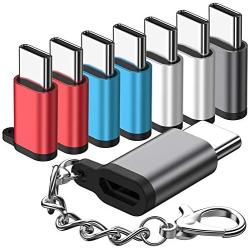 Micro USB to USB C Adapter,(8-Packs)Aluminum USB Type C Adapter Convert Connector with Keychain Charger Compatible Samsung Galaxy S10 S9 S8 Plus Note 9 8, LG V40 V35 G8 G7,Google Pixel 3 XL,Moto Z2 Z3