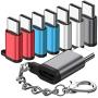 Micro USB to USB C Adapter,(8-Packs)Aluminum USB Type C Adapter Convert Connector with Keychain Charger Compatible Samsung Galaxy S10 S9 S8 Plus Note 9 8, LG V40 V35 G8 G7,Google Pixel 3 XL,Moto Z2 Z3
