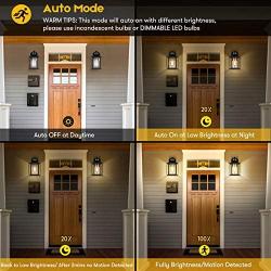 Exterior Outdoor Wall Lantern with Motion Sensor, Waterproof Dusk to Dawn Porch Light Fixtures Wall Mount, Anti-rust Wall Sconce with Seeded Glass for Entryway Doorway Garage Balcony, Motion Activated