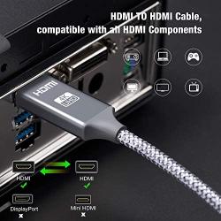 HDMI Cable 3FT - Braided Cord - 4K HDMI 2.0 Ready - High Speed - Gold Plated Connectors - Ethernet/Audio Return Channel - Video 4K UHD 2160p, HD 1080p, 3D - Compatible UHD TV, Blu-ray, PS4/3, Monitor