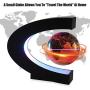 Magnetic Levitating Globe with LED Light, 3 C Shape Base Floating Globes, Rotating World Map, Cool Tech Gift for Men Father Boys, Birthday Gifts for Kids, Desk Gadget Decor in Office Home (Gold 1)