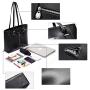 Valentines Day BOSTANTEN Women Briefcase Leather Laptop Tote Handbags 15.6 inch Computer Shoulder Bags Black