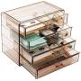 Sorbus Acrylic Cosmetics Makeup and Jewelry Storage Case Display– 4 Large Drawers Space- Saving, Stylish Acrylic Bathroom Case Great for Lipstick, Nail Polish, Brushes, Jewelry and More (Bronze Glow)