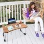 Slendor Laptop Desk Foldable Bed Desk Table Tray Collapsible Standing Desk Foldable Legs and Cup Slot for Eating Reading Book Watching Movie on Bed Couch Sofa Floor Tatami