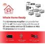 GE 4-Way TV Antenna Amplifier Splitter Clears Up Pixelated Low-Strength Channels Distributes Signal to Multiple TVs 50-1006MHz Low Noise Antenna Signal Booster HD Digital VHF UHF Indoor 34479