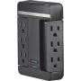 Rocketfish 6-Outlet/2-USB Swivel Wall Tap Surge Protector Black
