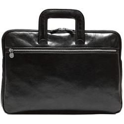 Floto Firenze Slim Leather Briefcase Attache Messenger Bag Small