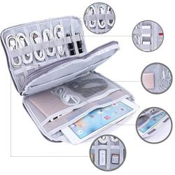 Universal Electronics Accessories Organizer, Waterproof Portable Cable Organizer Bag,Travel Gear Carry Bag for Cables (L, Black) (Grey, L)