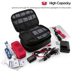 ProCase Electronics Travel Organizer Storage Bag, Double Layer Universal Traveling Gear Accessories Carrying Cover Pouch for iPad Mini Cables Phone Chargers Adapter Flash Hard Drive and More –Black