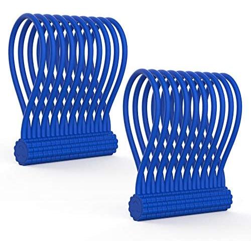 Rich&Ray Reusable Silicone Twist Ties with Strong Magnet for Bundling and Organizing Cables/Cords, Hanging or Holding Stuff, Can Be Used in Many Ways or Just for Fun (Blue-20Pack)