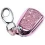 YIJINSHENG TPU Soft Plating Smart Key Fob Remote Cover Case Protector Keyless Jacket for Cadillac CT6 XT5 CTS XTS SRX ATS GTS ATSL HYQ2AB HYQ2EB Car Key Chain (Pink)