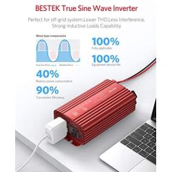 BESTEK 500W Pure Sine Wave Power Inverter DC 12V to AC 110V Car Plug Inverter Adapter Power Converter with 4.2A Dual USB Charging Ports and 2 AC Outlets Car Charger, ETL Listed