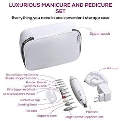 Beurer 24-piece Professional Manicure & Pedicure Nail Drill Kit | 10 Stainless Steel Attachm./10 Sanding Bands, 18 Speeds | Electric Nail File Set, Nails Care Tools, For Foot/Hand | Storage Case, MP62
