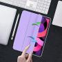 iMieet Case for New iPad Air 4th Generation 10.9 Inch 2020 with Pencil Holder [Support Touch ID and iPad 2nd Pencil Charging/Pair], Trifold Stand Smart Case with Soft TPU Back,(Clove Purple)