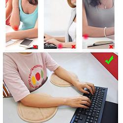 2Pcs Portable Round Computer Wrist Elbow Rest Pad, AUHOKY Upgraded Thickened Cotton Keyboard Elbow Pad, Premium Arm Support Mat for Office Table Desktop Working Gaming-Less Strain (9.8 Inch) (Camel)