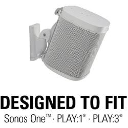 Sanus Adjustable Speaker Wall Mounts Designed for SONOS ONE, Play:1 & Play:3 - Pair (White)