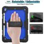 SEYMAC stock iPad 8th/7th Generation Case 10.2, [Full-Body] & [Drop-Proof] Case with 360 Degrees Rotating Stand [Pencil Holder] [Screen Protector] Hand Strap for 2020/2019 iPad 8 /7 Gen (Blue+Black)