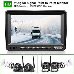 Wireless Backup Camera DVR for RV Truck Trailer Pickup with Monitor Back up Camera Reverse Rear Side View Reversing Stable Signal 1080P Observation System 4 Split with Recording Function eRapta EWX4