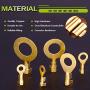 Keadic 260 Pieces M3 M4 M5 M6 M8 M10 Open Barrel Wire Crimp Copper Terminal Connerctor Assortment Kit, Non-Insulated Ring Lugs Crimp Cable Connector for Crimp Solid Wires or Stranded Wires(Gold)