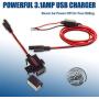 MOTOPOWER MP0609A 3.1Amp Motorcycle USB Charger Kit SAE to USB Adapter Phone GPS Charge On Motorcycle