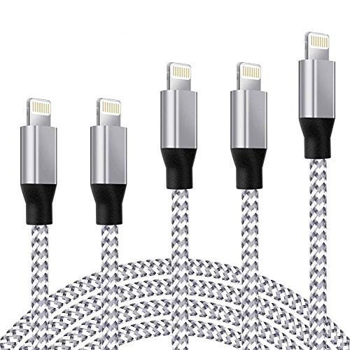 UNEN iPhone Charger [3-3-6-6-10FT, MFi Certified Lightning Cable] Nylon Braided USB Fast Charging Compatible iPhone 11 Pro Max Xs X XR 8 7 6s 6 SE 5 5s 5c iPad iPod–Upgraded