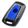 TANGSEN Smart Key Fob Case for BMW 1 3 4 5 6 7 Series GT3 GT5 M5 M6 X3 X4 3 4 Button Keyless Entry Remote Personalized Protective Cover Plastic Carbon Fiber Pattern Blue Silicone