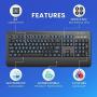 Azio Large Print Waterproof USB Keyboard - Wired 3-Color LED Backlit and Washable with Silver Antimicrobial Protection | Keyboards for Windows PC Version, Led Black/Blue Purple Red (KB530)