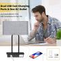 Set of 2 Touch Control 3-Way Dimmable Table Lamp with 2 USB Ports &1 AC Outlet, Modern Bedside Nightstand Lamps with Fabric Shade, Desk Lamps for Bedroom Living Room Grey, Bulbs Included