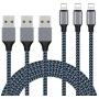 Sundix iPhone Charger, 3Pack 10ft S-10BK Lightning Cable iPhone Charger Cable Nylon Braided Charging Cord Compatible iPhone 12 11 XR XS XSMax X 8 8 Plus 7 7 Plus 6 6s Plus SE 5 5s 5c iPad iPod (blue)