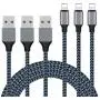 Sundix iPhone Charger, 3Pack 10ft S-10BK Lightning Cable iPhone Charger Cable Nylon Braided Charging Cord Compatible iPhone 12 11 XR XS XSMax X 8 8 Plus 7 7 Plus 6 6s Plus SE 5 5s 5c iPad iPod (blue)