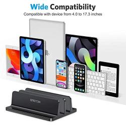 [Updated Dock Version] Vertical Laptop Stand, OMOTON Double Desktop Stand Holder with Adjustable Dock (Up to 17.3 inch), Fits All MacBook/Surface/Samsung/HP/Dell/Chrome Book (Black)