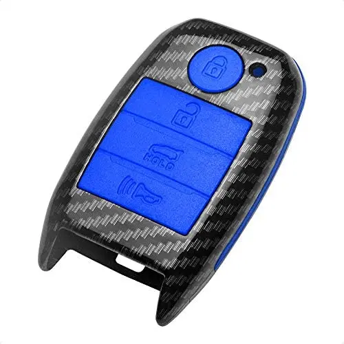 TANGSEN Key Fob Case for KIA OPTIMA RIO SORENTO 4 Button Keyless Entry Remote Carbon Fiber Pattern ABS Blue Silicone Cover TANGSEN Key Fob Case for KIA OPTIMA RIO SORENTO 4 Button Keyless Entry Remote Carbon Fiber Pattern ABS Blue Silicone Cover