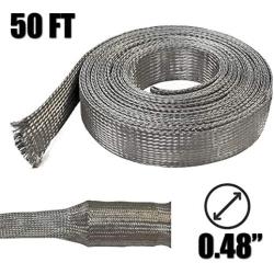 Electriduct 3/4'' Tinned Copper Metal Braid Sleeving Flexible EMI RFI Shielding Wire Mesh (0.48'' Diameter) - 50 Feet