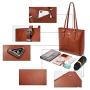 BOSTANTEN Women Briefcase Leather Laptop Tote Handbags 15.6 inch Computer Shoulder Bags Brown