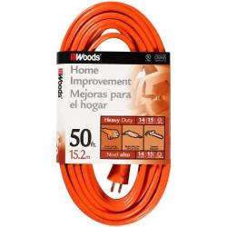 Woods 0626 14/3 Outdoor SJTW Vinyl Extension Cord, 50-Foot, Orange