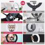 18 inch LED Ring Light with Tripod Stand Dimmable Makeup Selfie Ring Light for Studio Portrait YouTube Vlog Video Shooting with Carrying Bag and Remote Controller