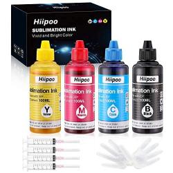 Hiipoo Sublimation Ink Refilled Bottles Work with C88 C88+ WF7710 ET2720 ET15000 ET2760 ET2750 ET4700 Inkjet Printers Heat Press Transfer on Mugs Plates T-Shirts Pillows Phone Case