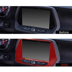 1 Piece Red Carbon Fiber 7'' Radio Screen Navigation Panel Trim Cover Decal Sticker for Chevrolet Camaro 2016-Present Accessories