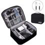 Electronics Organizer, OrgaWise Electronic Accessories Bag Travel Cable Organizer Three-Layer for iPad Mini, Kindle, Hard Drives, Cables, Chargers (Two-Layer-Black)