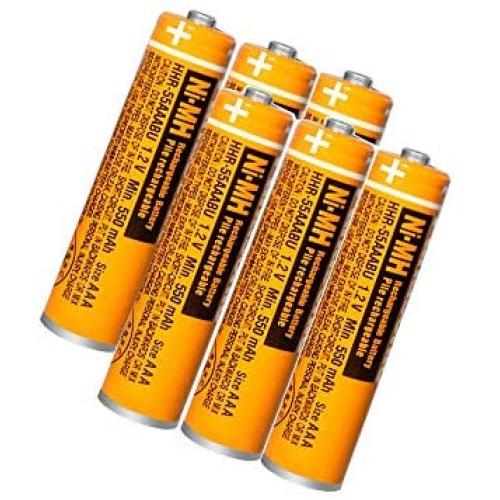 6 Pack HHR-55AAABU NI-MH Rechargeable Battery for Panasonic 1.2V 550mAh AAA Battery for Cordless Phones