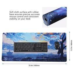 Extended Gaming Mouse Pad Custom Design Computer Gaming Mouse Mat with Smooth Surface XXL Large Size Desk Pad with Non-Slip Rubber Base Ideal for Keyboard, PC and Laptop (90x40 cloudY3)