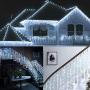ZIMINGU Icicle Lights, 13FT, 144 LEDs, 8 Modes Christmas Lights Outdoor Connectable Dripping Curtain Decoration String Lights for Wedding Thanksgiving Gazebo Shopping Mall Yard Indoor (Cool White)