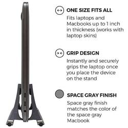 HumanCentric Vertical Laptop Stand for Desks (Space Gray) | Adjustable Holder to Dock Apple MacBook, MacBook Pro, and Other Laptops to Organize Work & Home Office