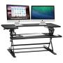 Halter Stand Up Desk Converter for Laptop, Dual Monitor and Laptop Riser Adjustable Standing Desk w/Cable Management & Keyboard Tray (Black)